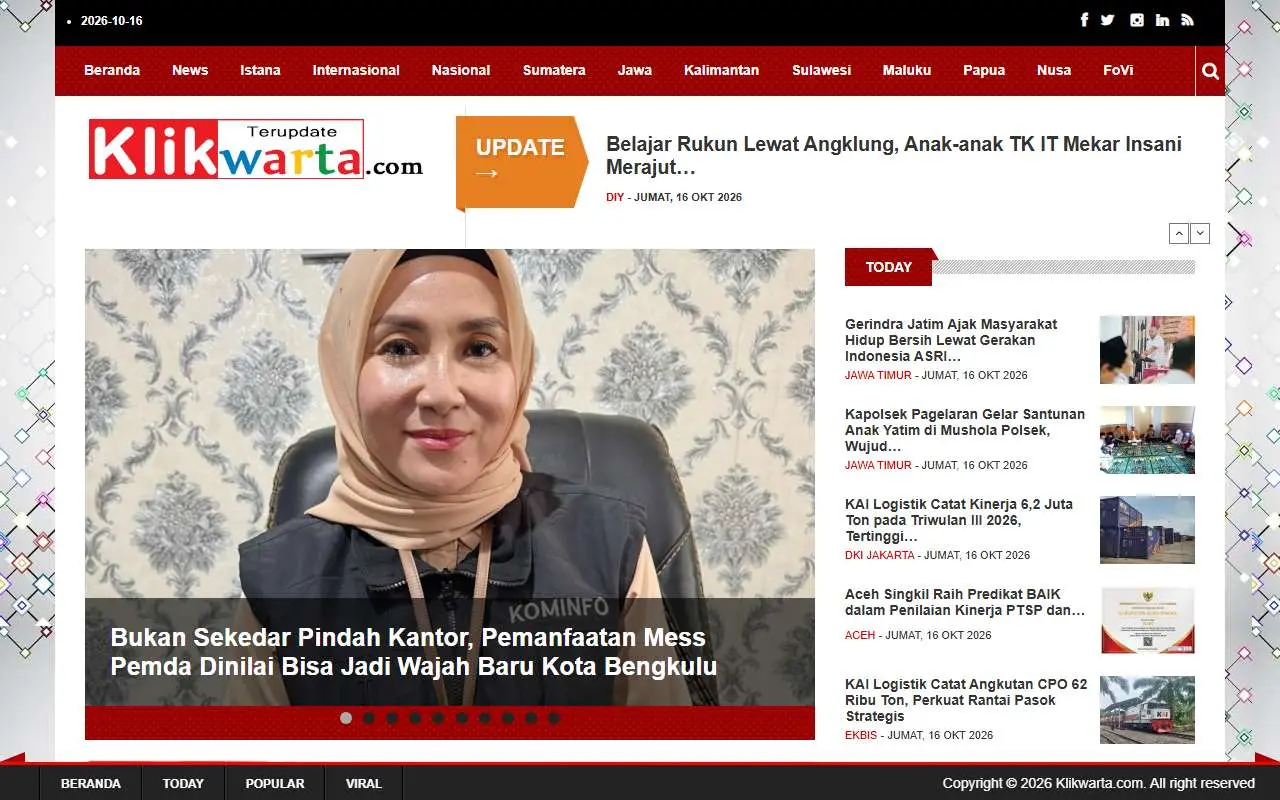 Tampilan website resmi Klikwarta (klikwarta.com)