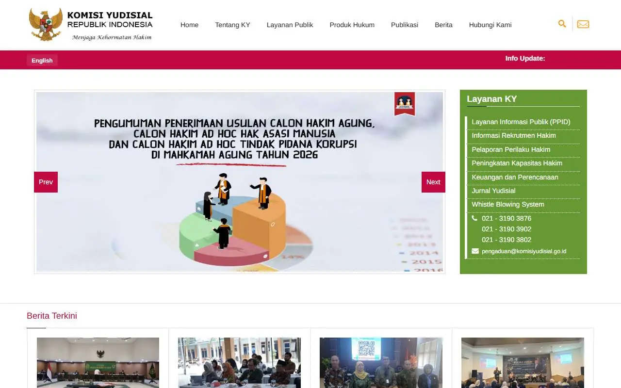 Tampilan website resmi Komisi Yudisial (komisiyudisial.go.id)
