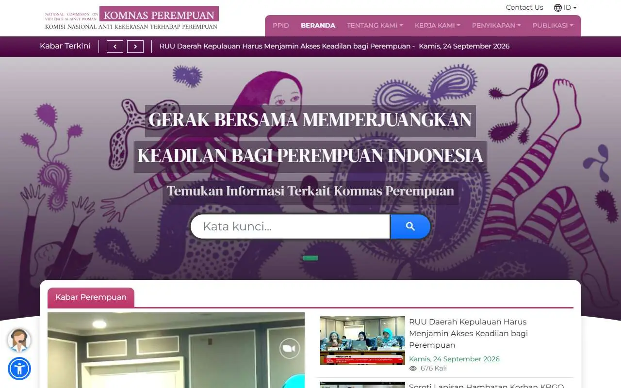 Tampilan website resmi Komnas Perempuan (komnasperempuan.go.id)