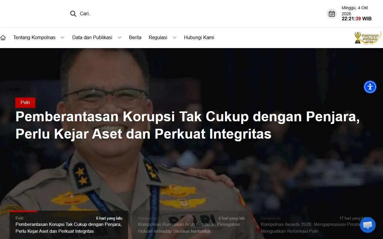 Tampilan website resmi Kompolnas (kompolnas.go.id)