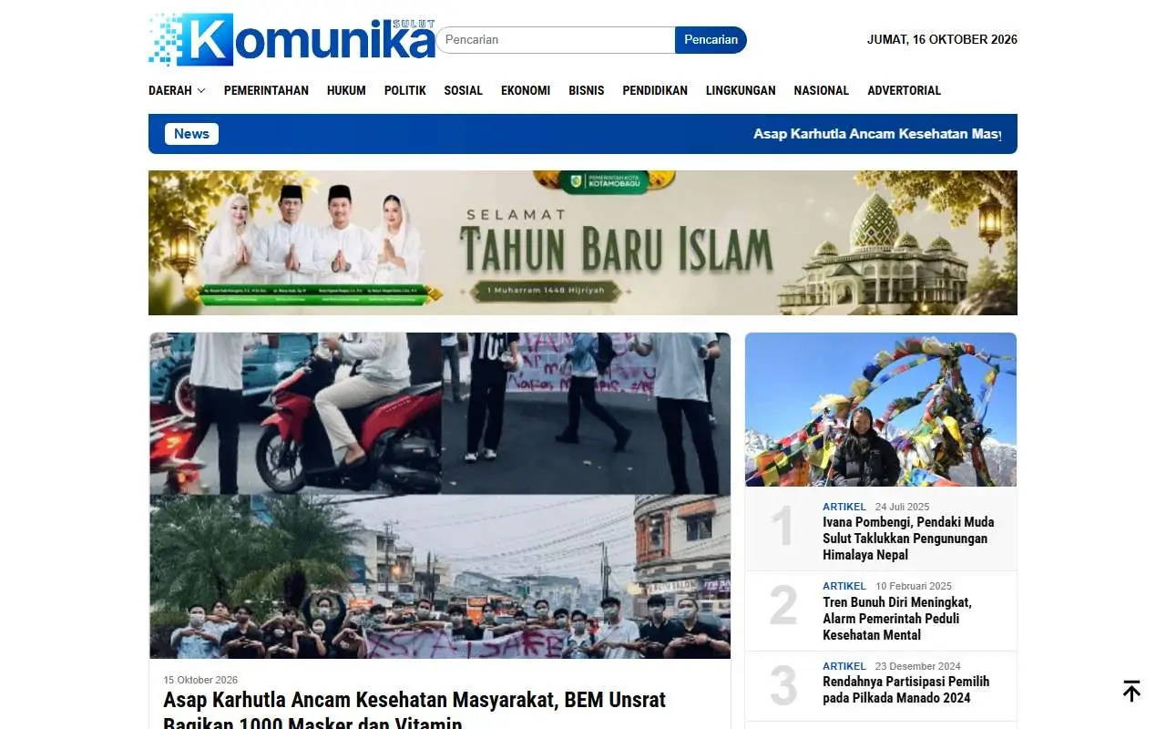 Tampilan website resmi Komunika Sulut (komunikasulut.com)