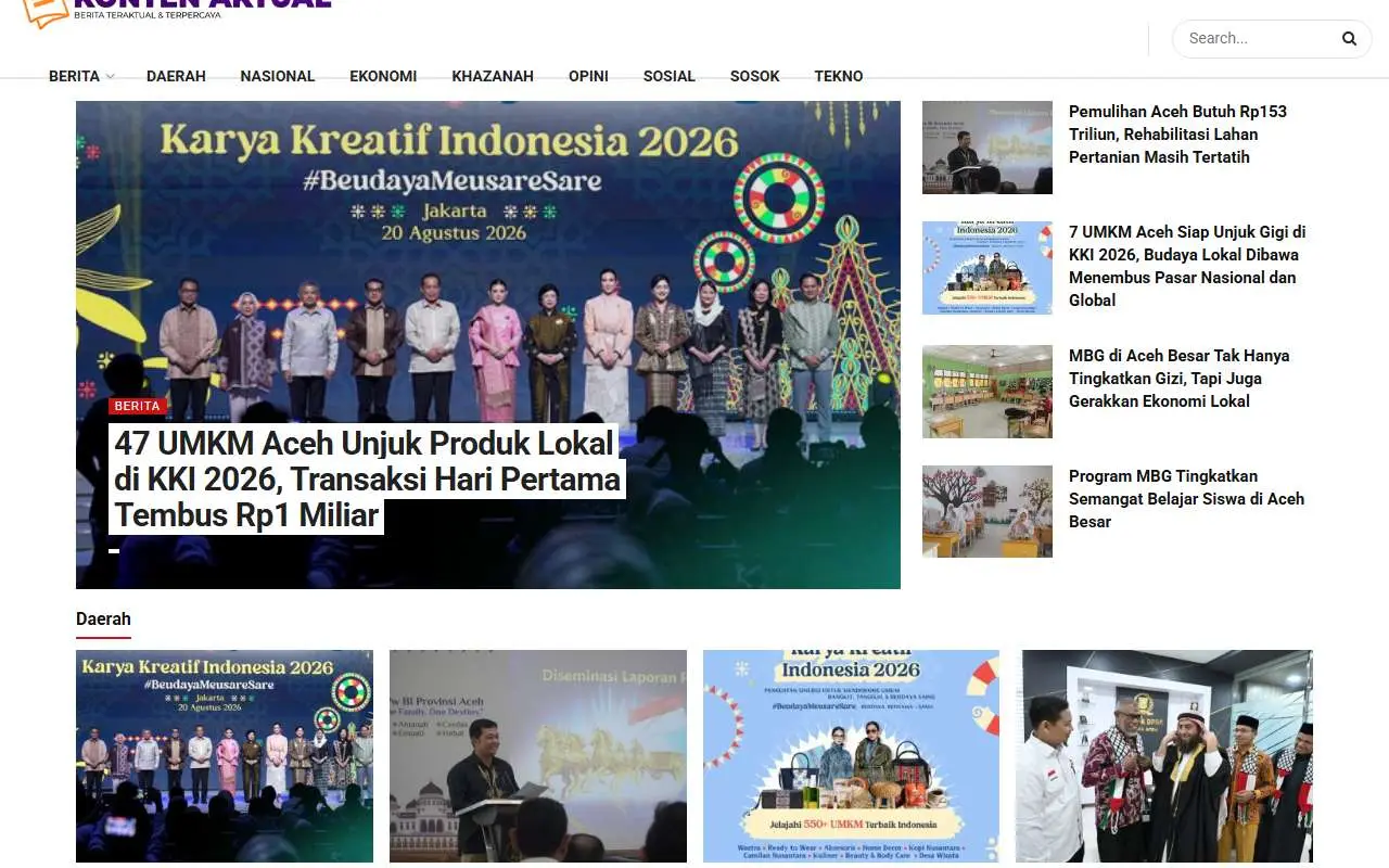 Tampilan website resmi Konten Aktual (kontenaktual.net)
