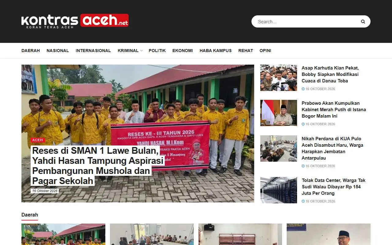 Tampilan website resmi Kontras Aceh (kontrasaceh.net)