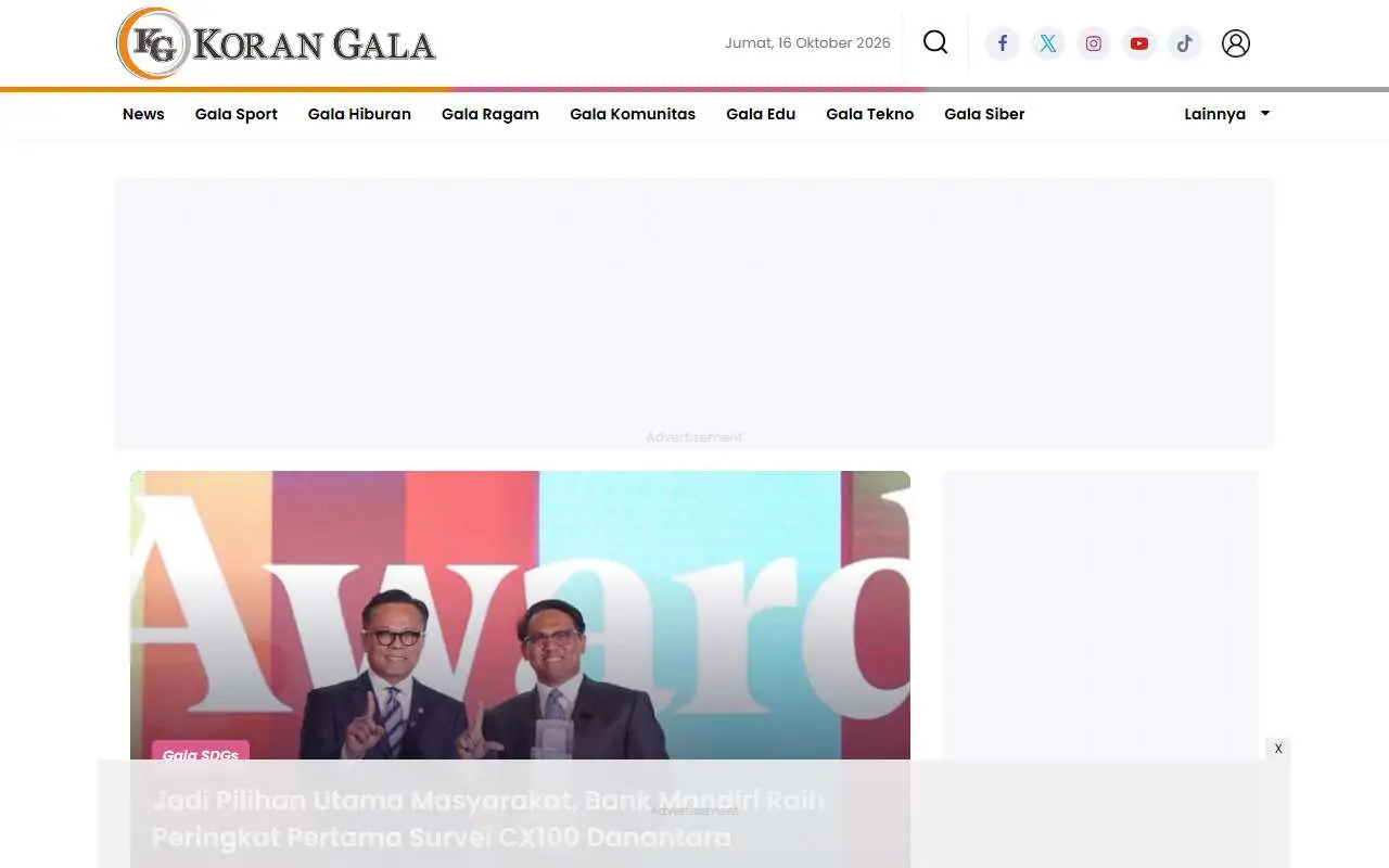 Tampilan website resmi Koran Gala (koran-gala.id)