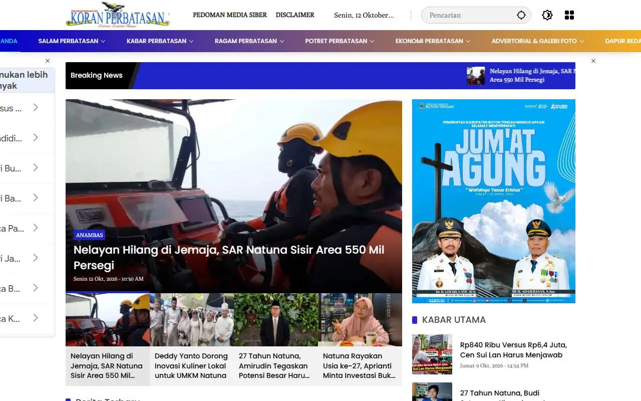 Tampilan website resmi koranperbatasan.com (koranperbatasan.com)