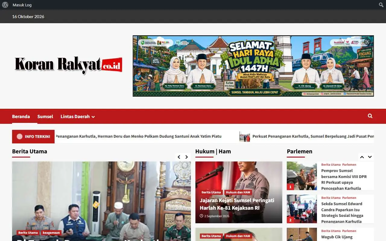 Tampilan website resmi Koranrakyat.co.id (koranrakyat.co.id)