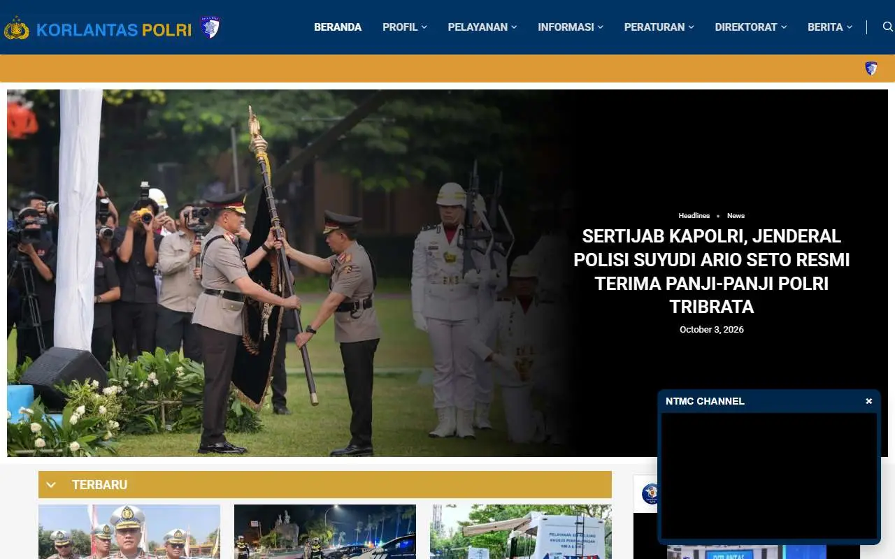 Tampilan website resmi Korlantas Polri (korlantas.polri.go.id)