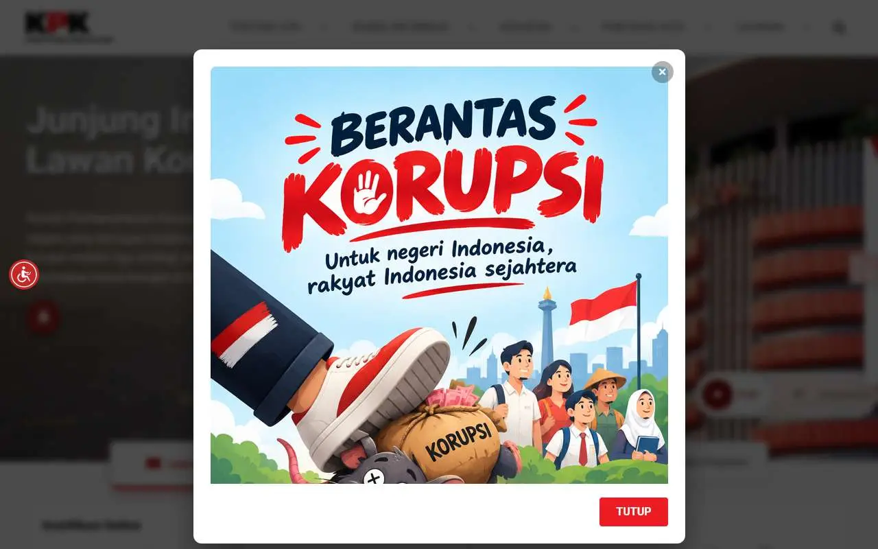 Tampilan website resmi KPK (kpk.go.id)