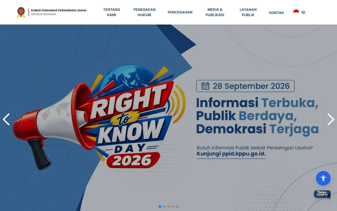 Tampilan website resmi KPPU (kppu.go.id)