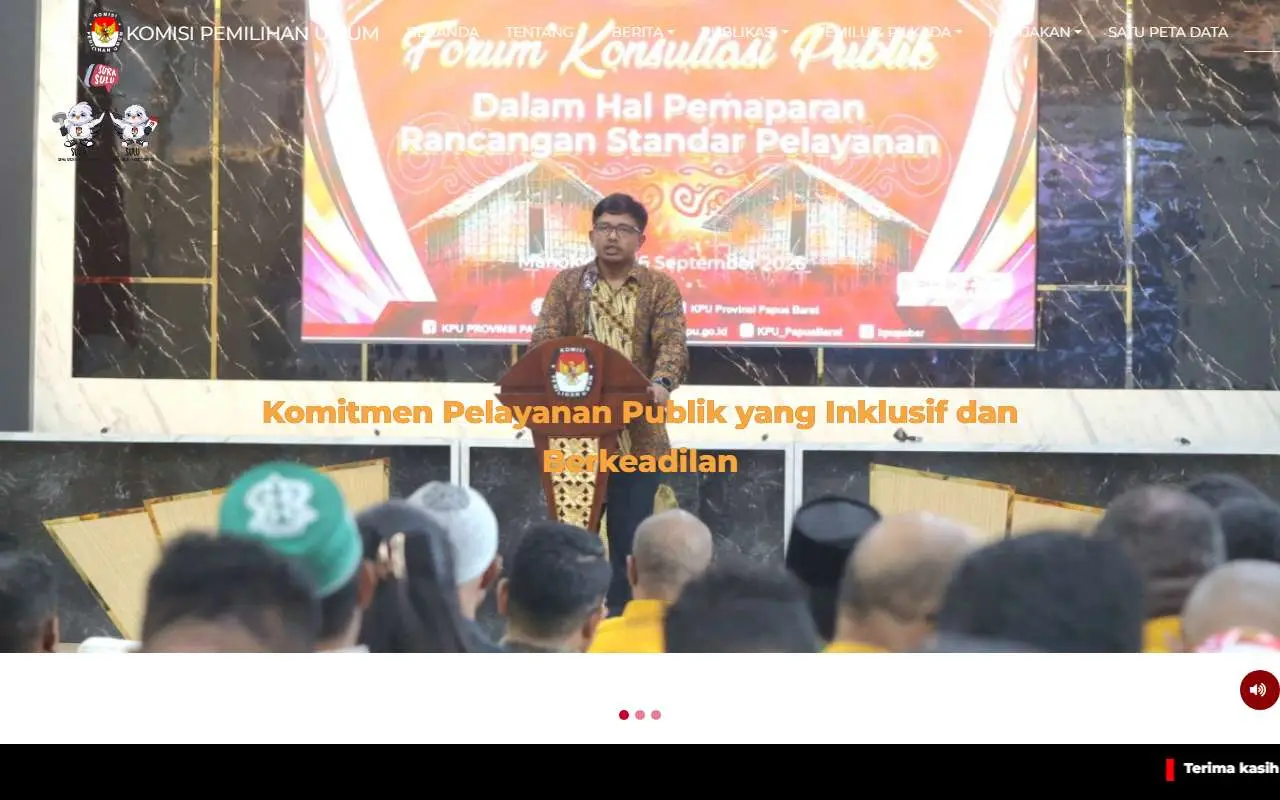 Tampilan website resmi Komisi Pemilihan Umum (kpu.go.id)