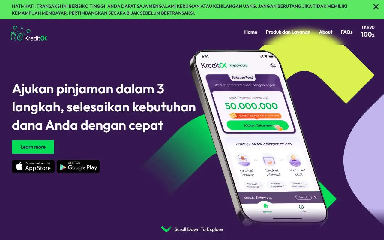 Tampilan website resmi KreditOK (kreditok.id)