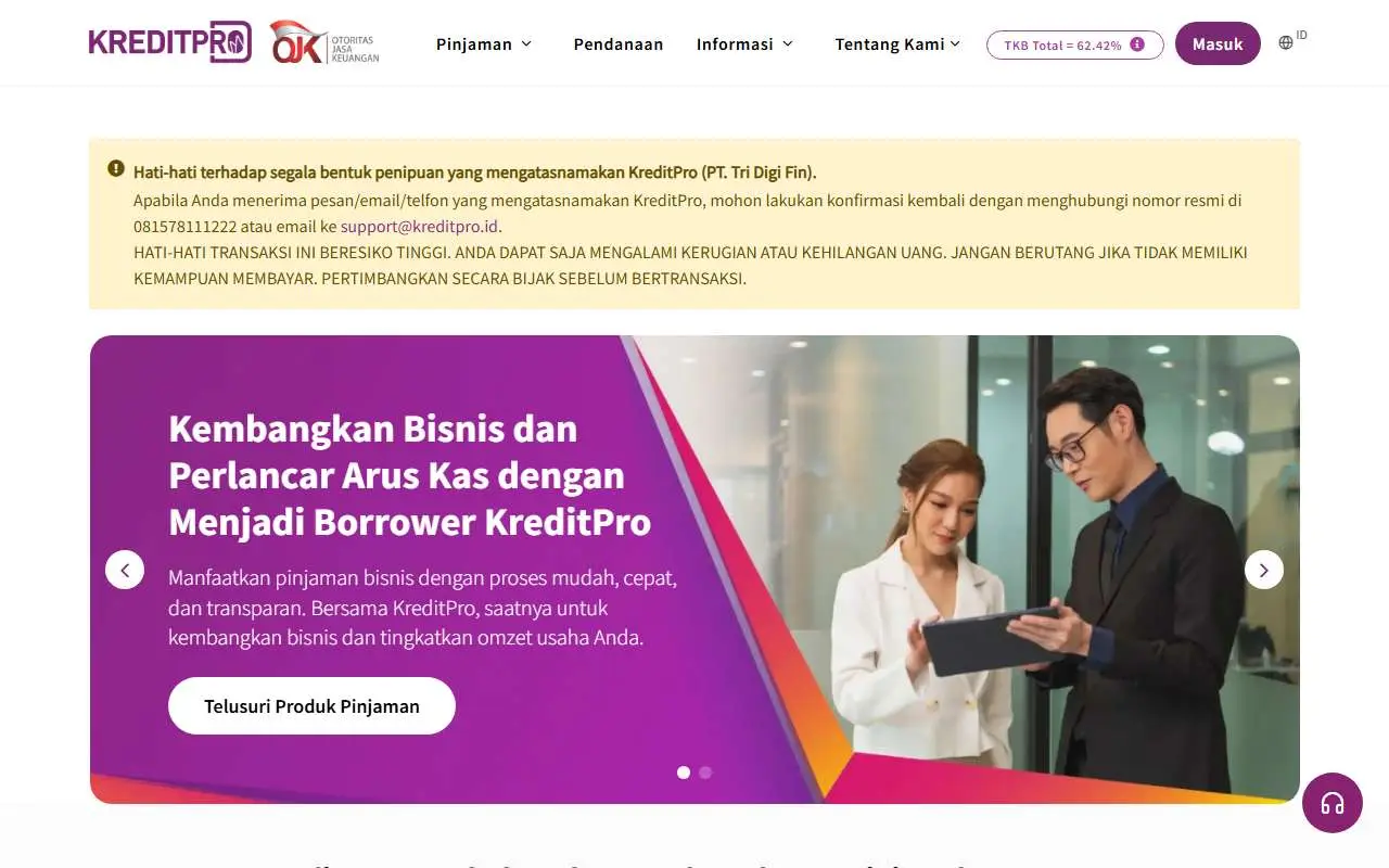 Tampilan website resmi KreditPro (kreditpro.id)
