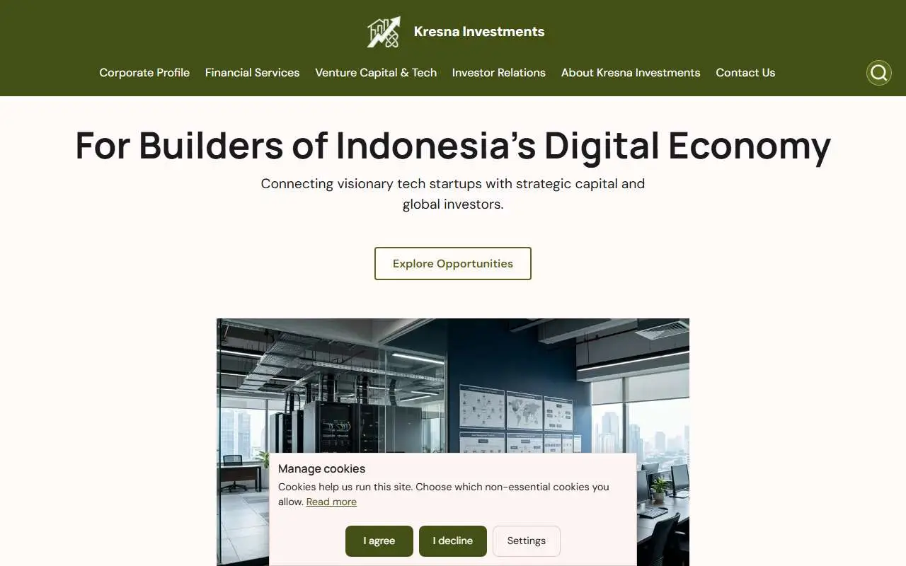 Tampilan website resmi Kresna Graha Investama (kresnainvestments.com)