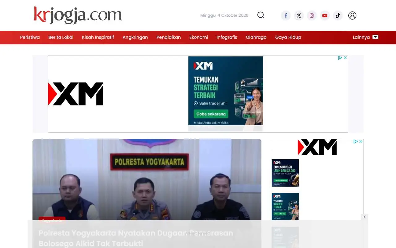 Tampilan website resmi Kedaulatan Rakyat (krjogja.com)