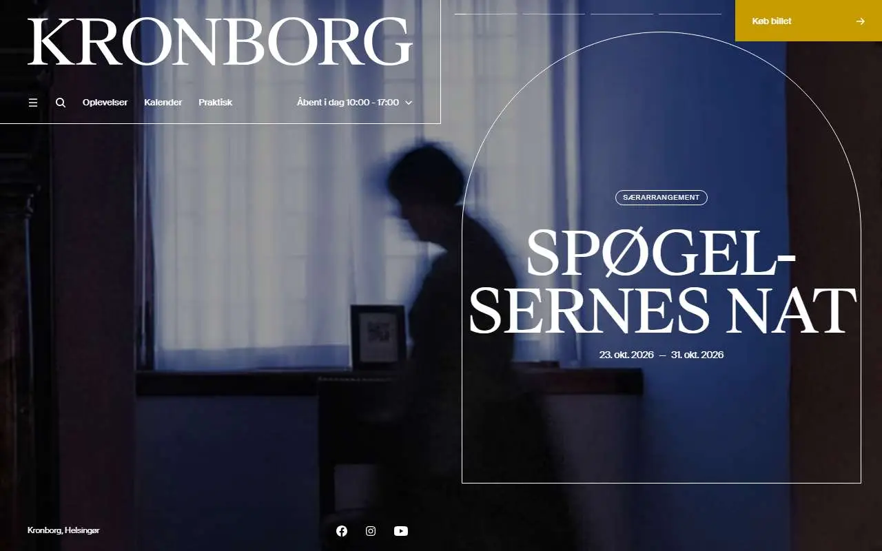 Tampilan website resmi Kronborg Castle (kronborg.dk)