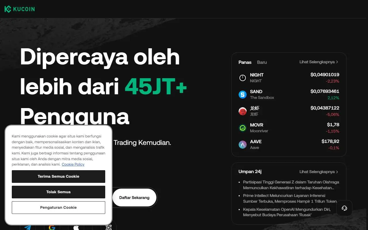 Tampilan website resmi KuCoin (kucoin.com)