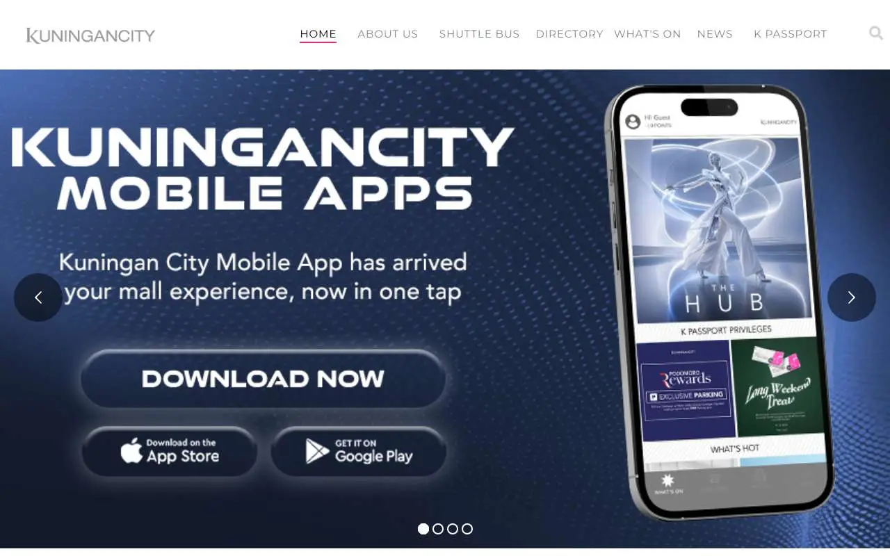 Tampilan website resmi Kuningan City (kuningancity.com)