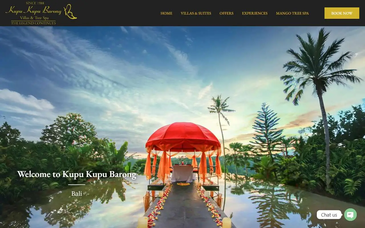 Tampilan website resmi Kupu Kupu Barong (kupubarongubud.com)