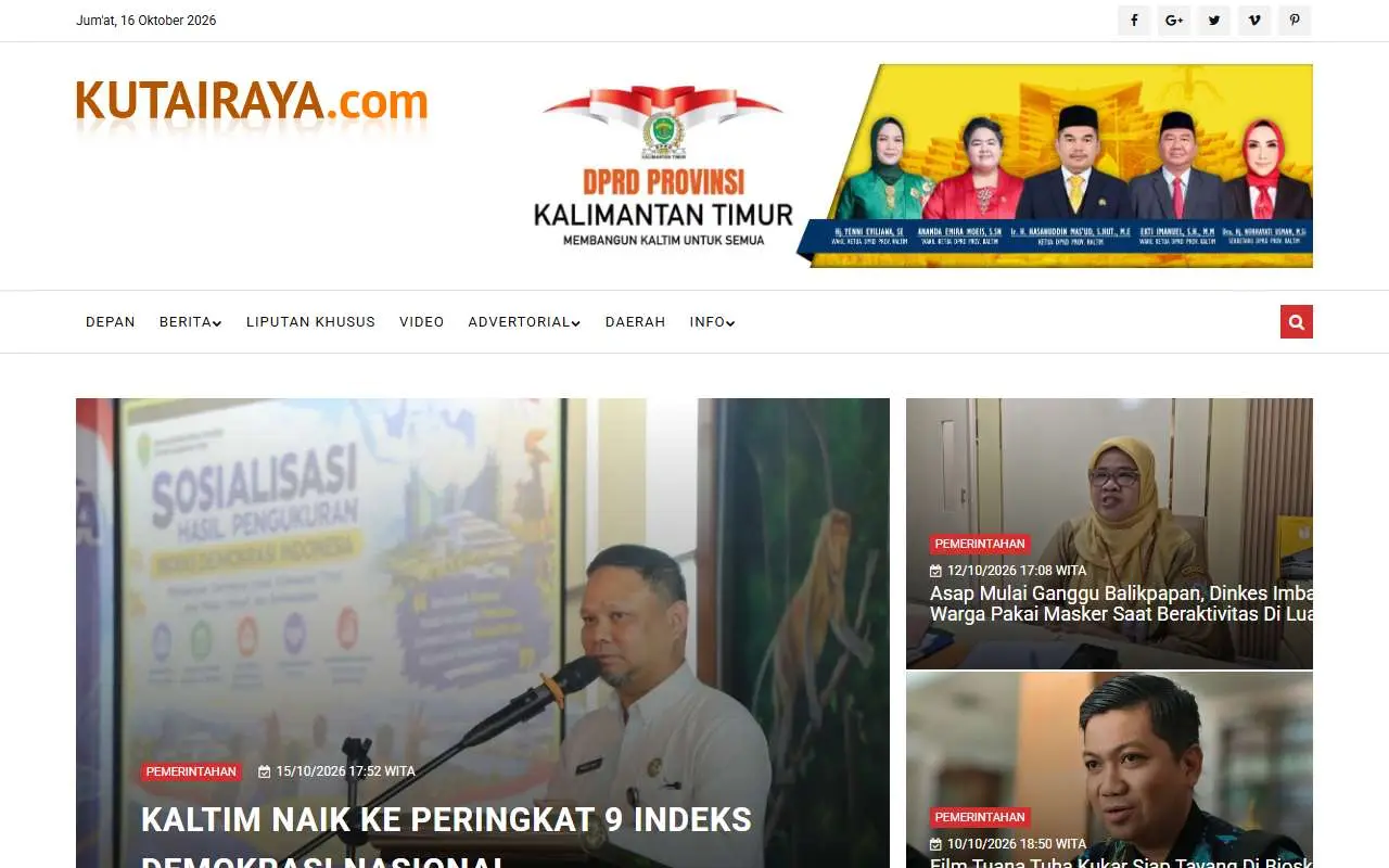 Tampilan website resmi Kutai Raya (kutairaya.com)