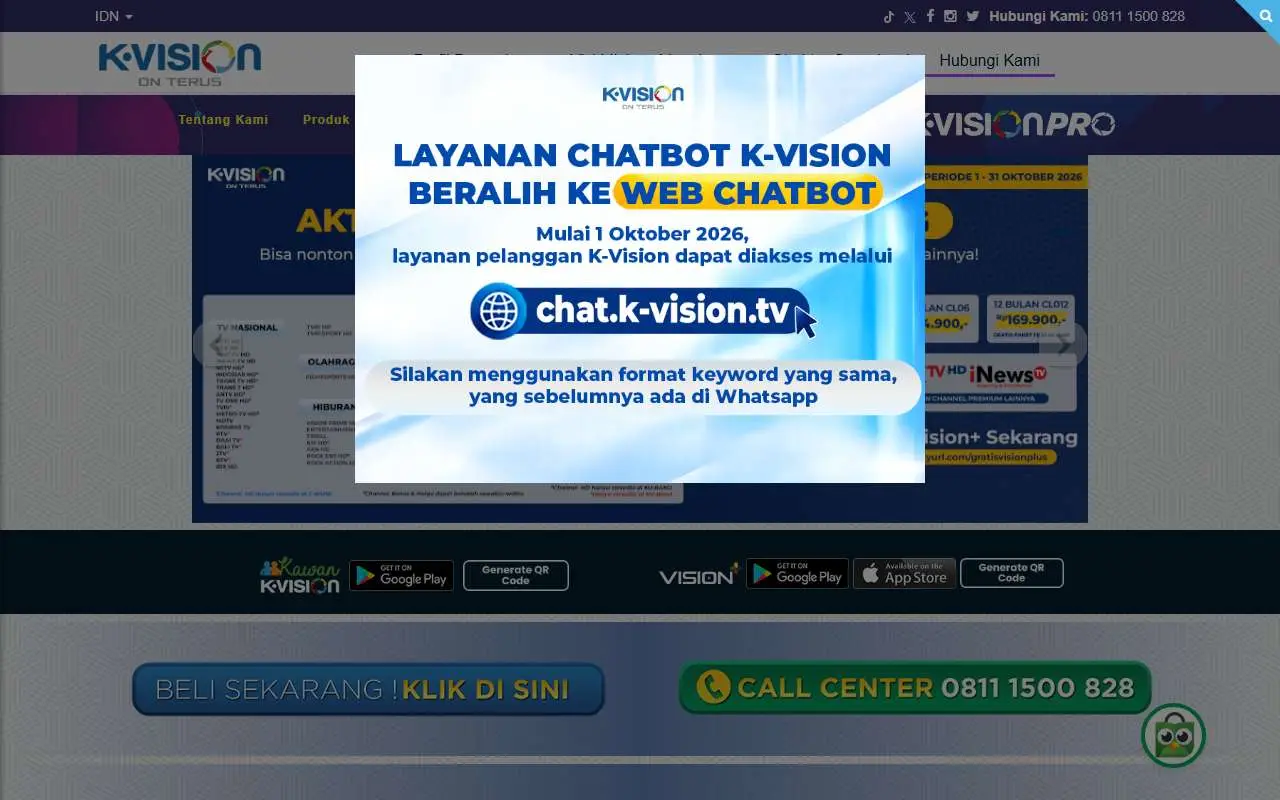 Tampilan website resmi K-Vision (k-vision.tv)