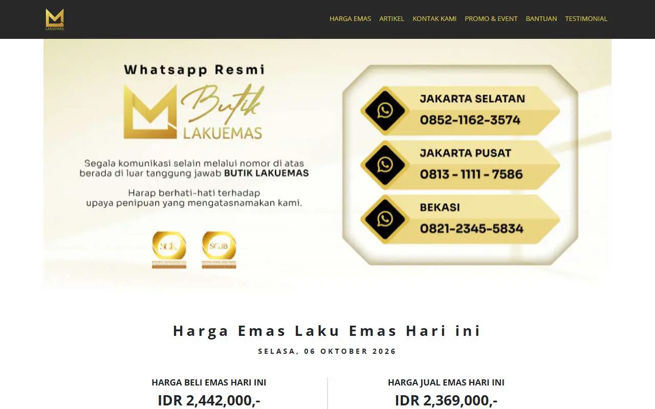 Tampilan website resmi Lakuemas (lakuemas.com)
