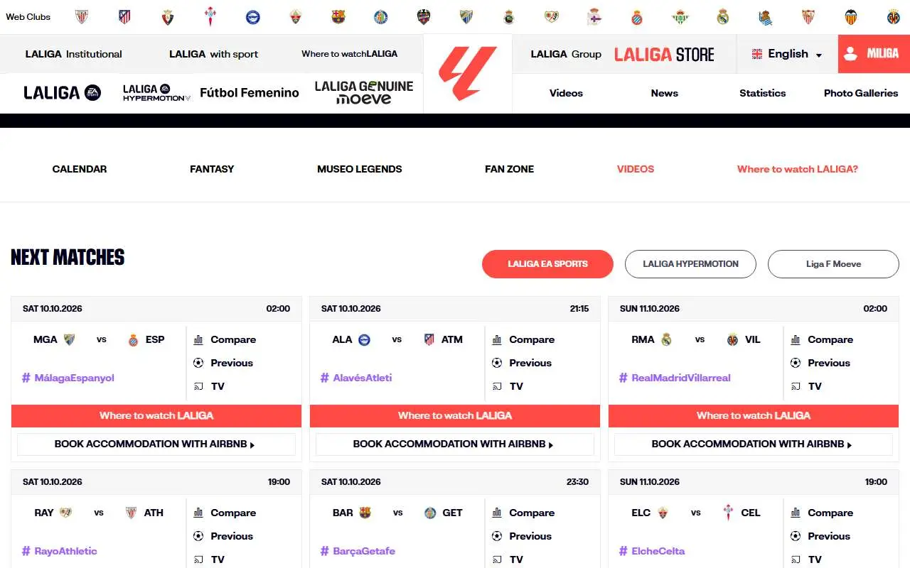 Tampilan website resmi LaLiga (laliga.com)