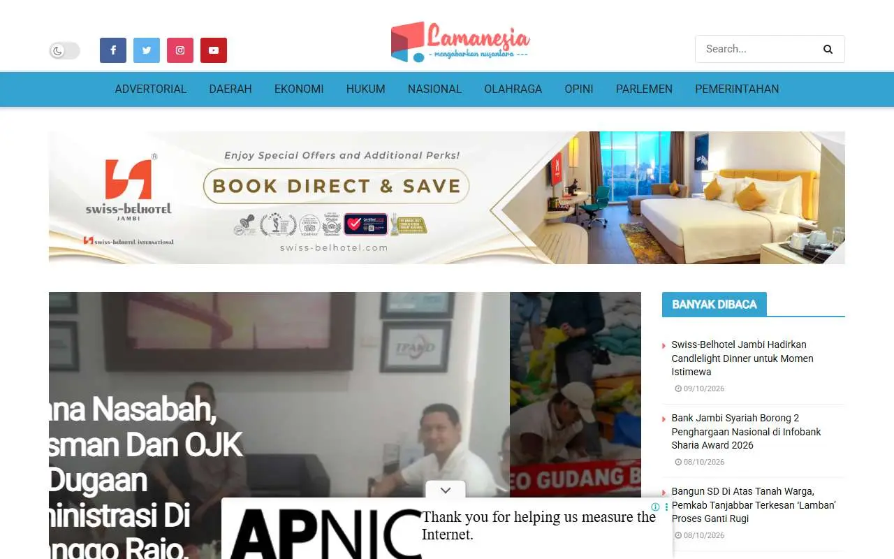 Tampilan website resmi Lamanesia (lamanesia.com)