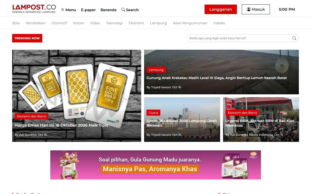 Tampilan website resmi Lampost (lampost.co)