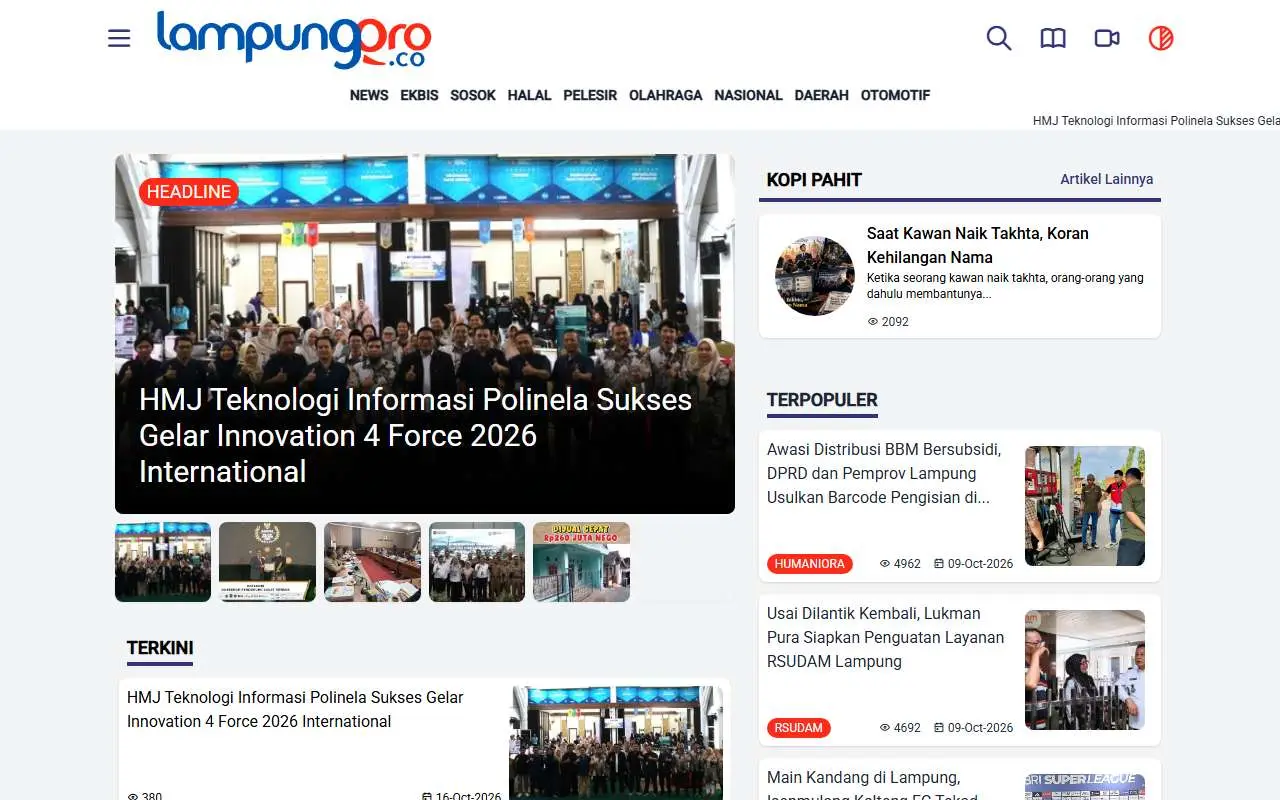 Tampilan website resmi Lampungpro (lampungpro.co)