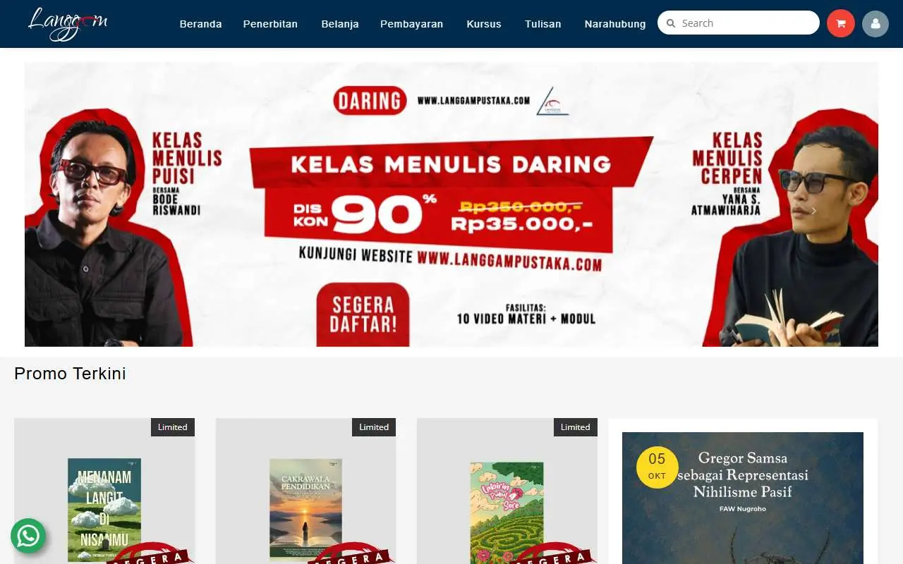 Tampilan website resmi Langgam Pustaka (langgampustaka.com)