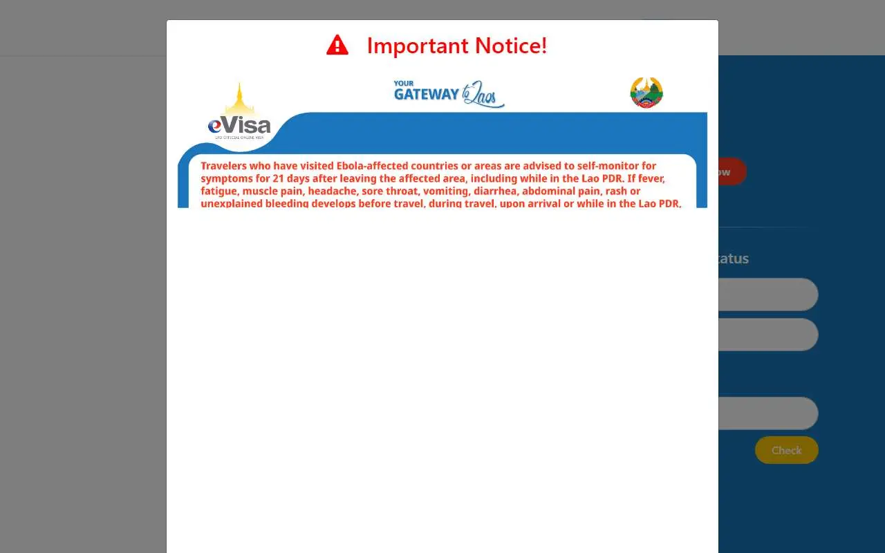 Tampilan website resmi Laos e-Visa (laoevisa.gov.la)