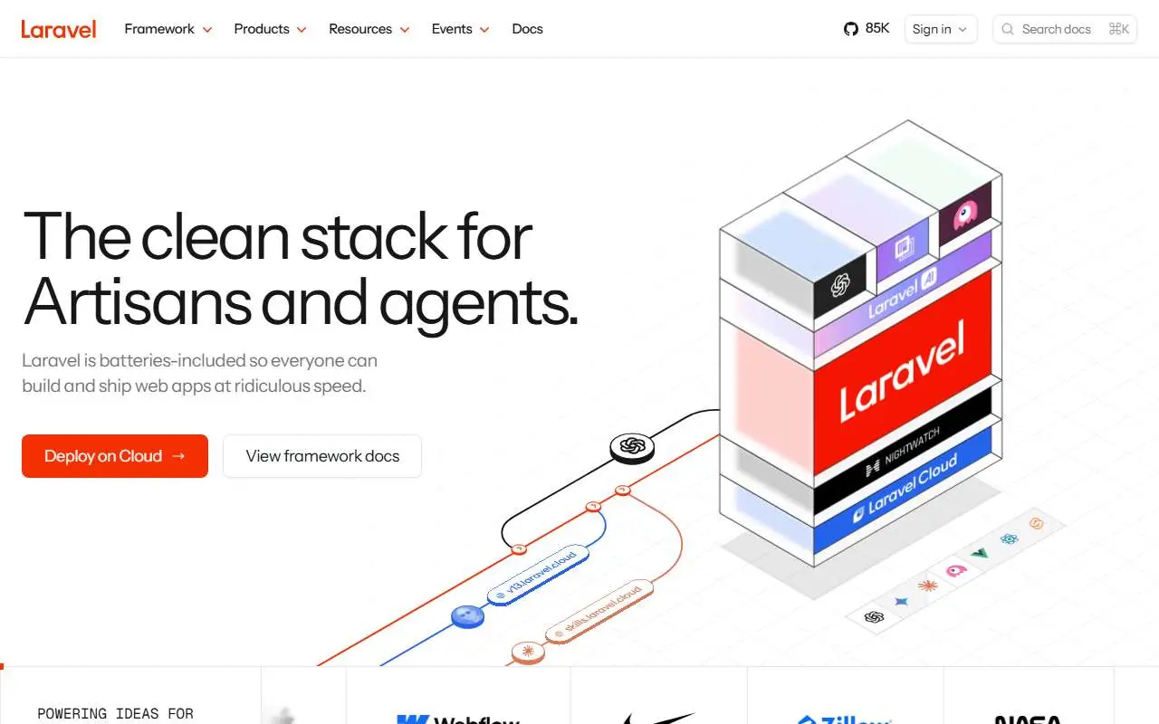 Tampilan website resmi Laravel (laravel.com)
