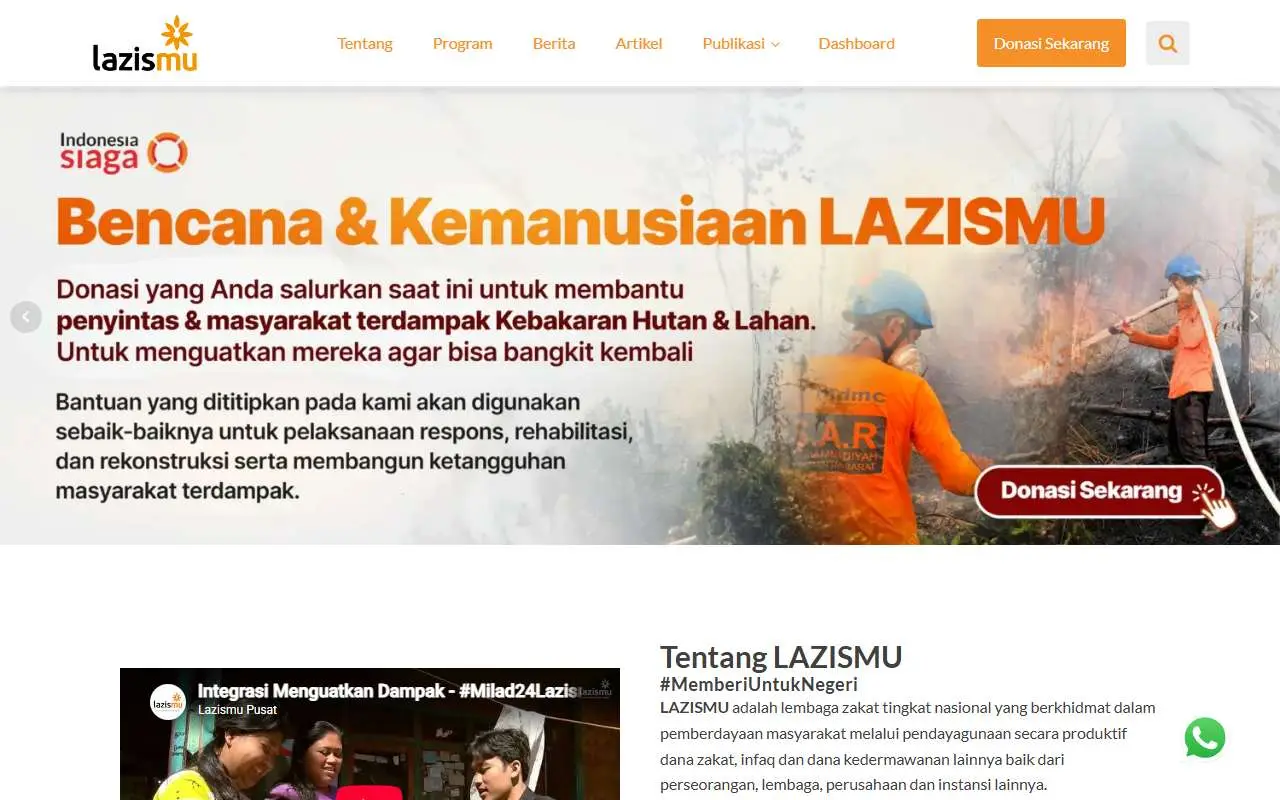 Tampilan website resmi Lazismu (lazismu.org)