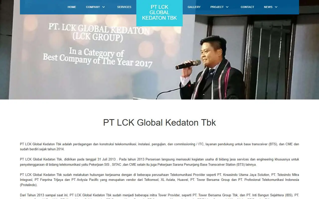 Tampilan website resmi LCK Global Kedaton (lckglobal.co.id)