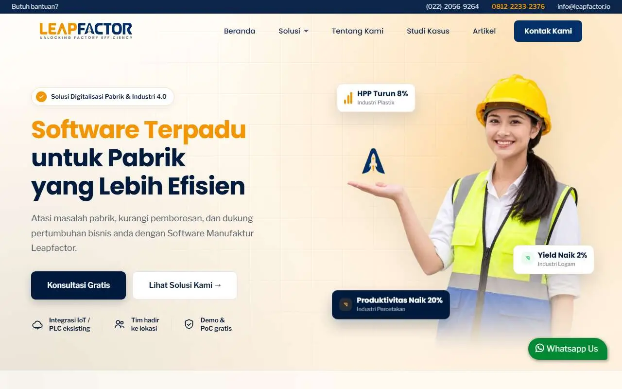 Tampilan website resmi Leapfactor (leapfactor.io)