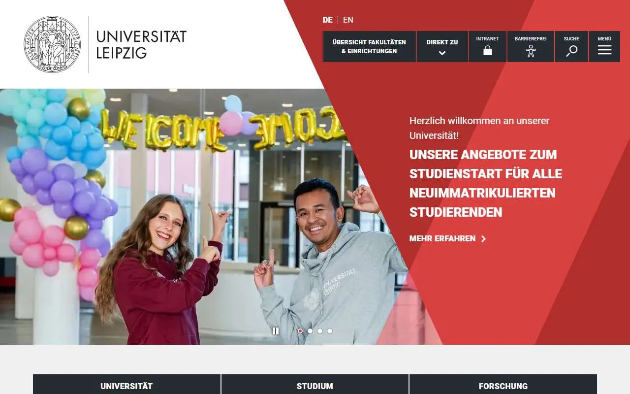 Tampilan website resmi Universitas Leipzig (uni-leipzig.de)