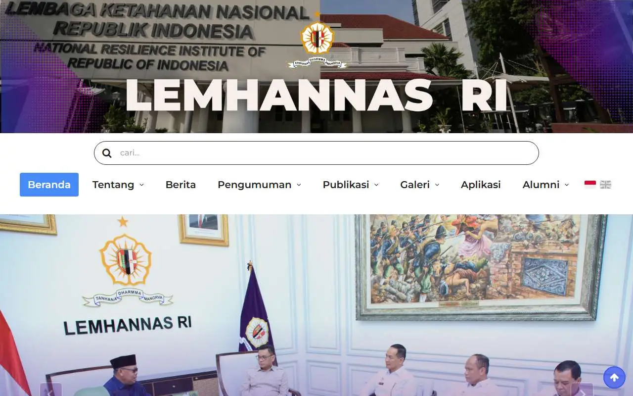 Tampilan website resmi Lemhannas (lemhannas.go.id)