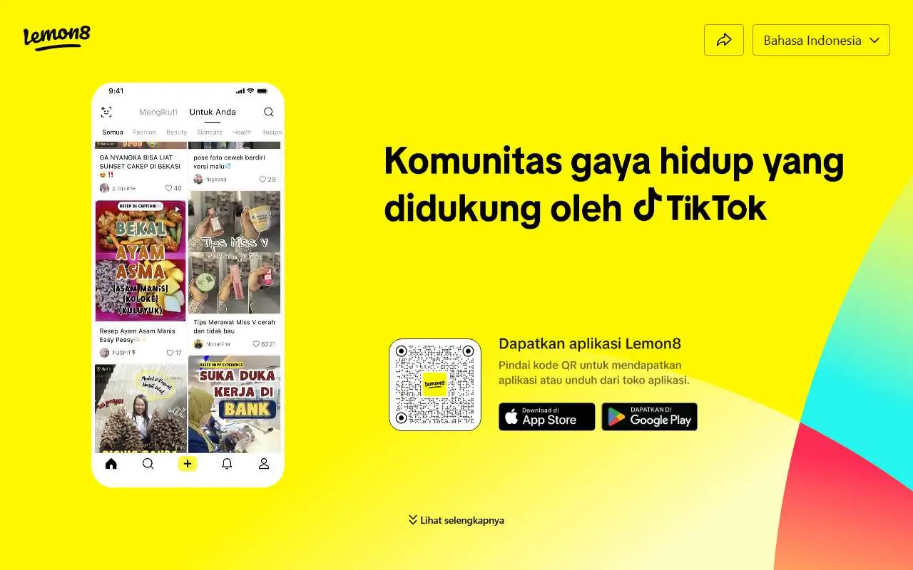 Tampilan website resmi Lemon8 (lemon8-app.com)