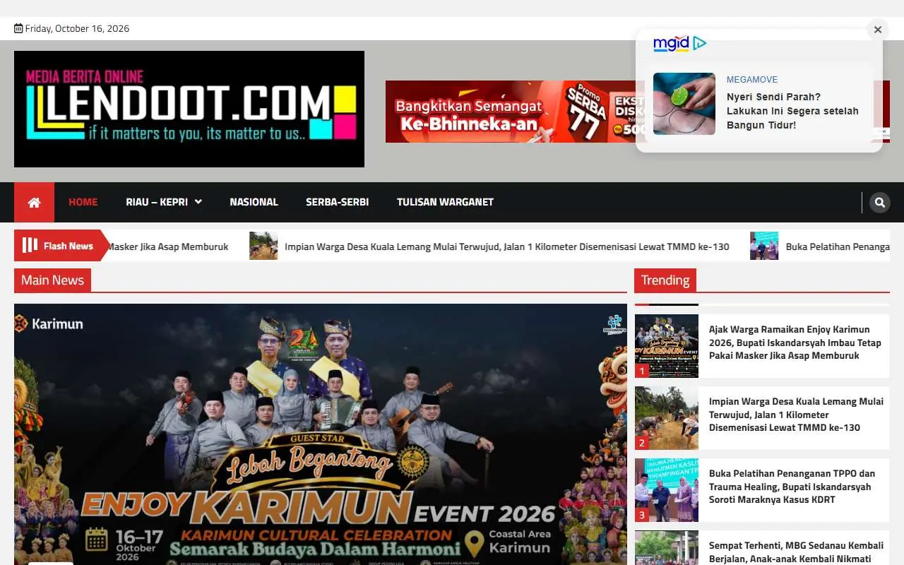 Tampilan website resmi Lendoot (lendoot.com)