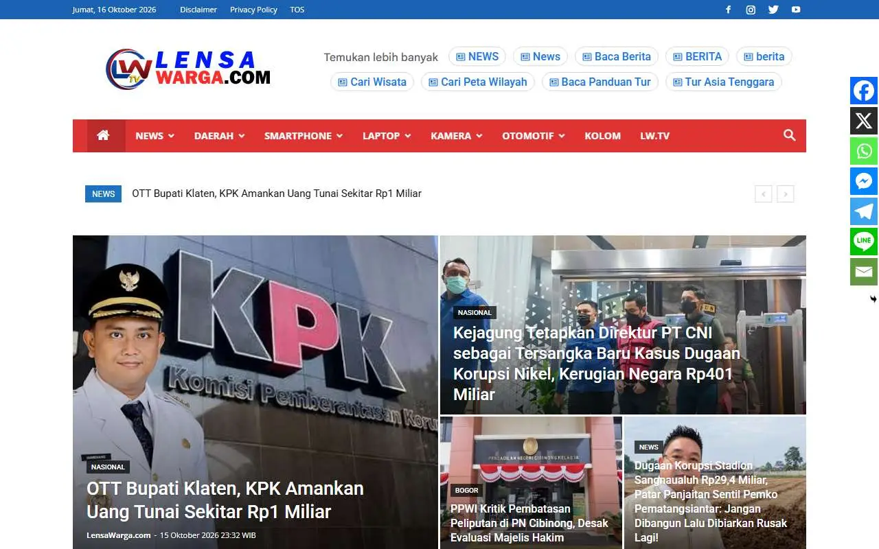 Tampilan website resmi Lensa Warga (lensawarga.com)