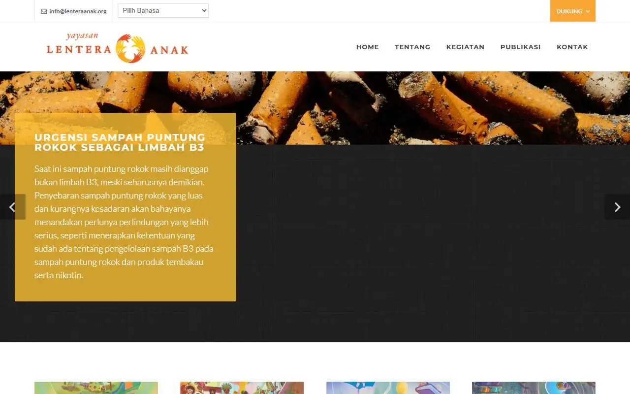 Tampilan website resmi Yayasan Lentera Anak (lenteraanak.org)