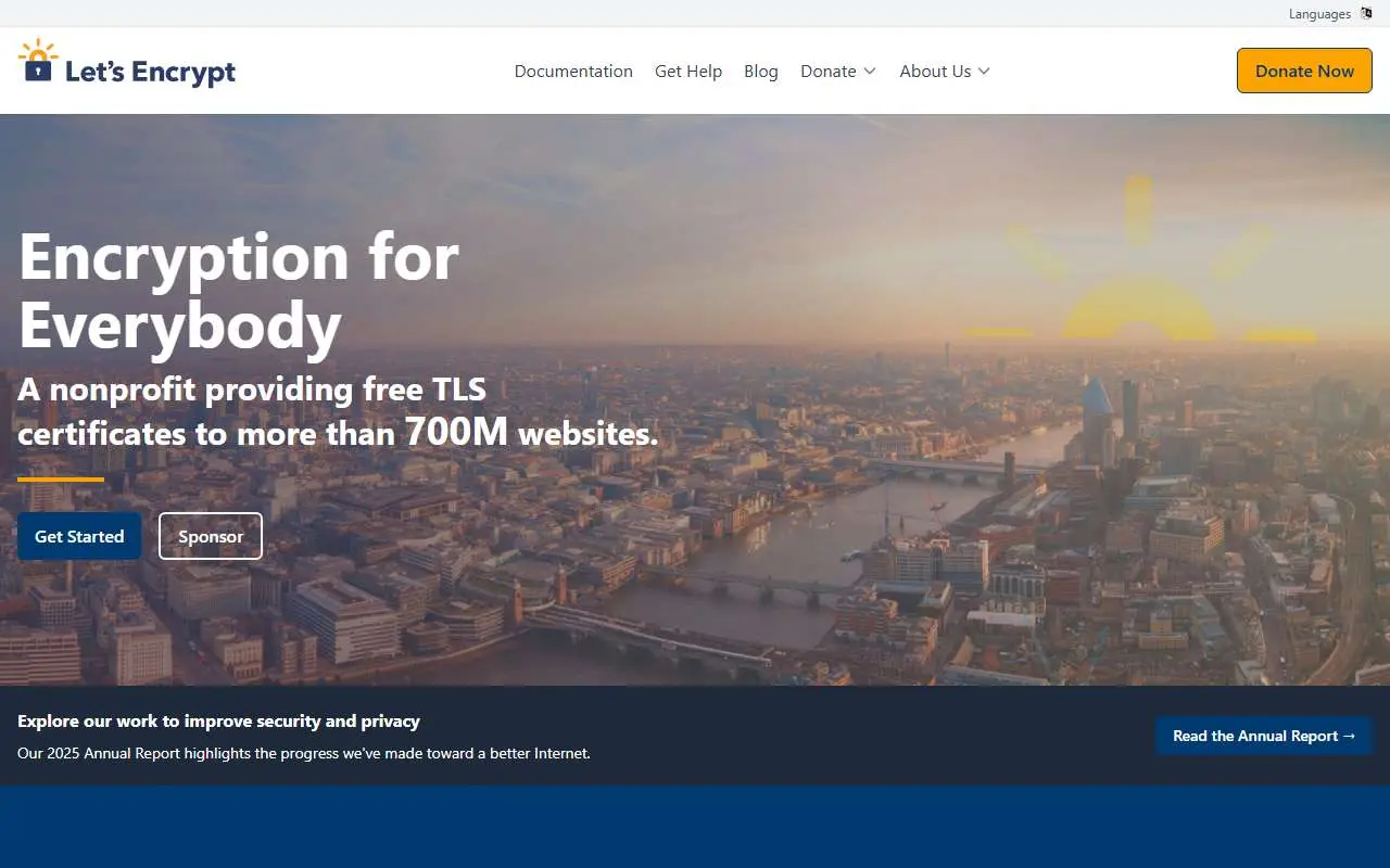 Tampilan website resmi Let's Encrypt (letsencrypt.org)