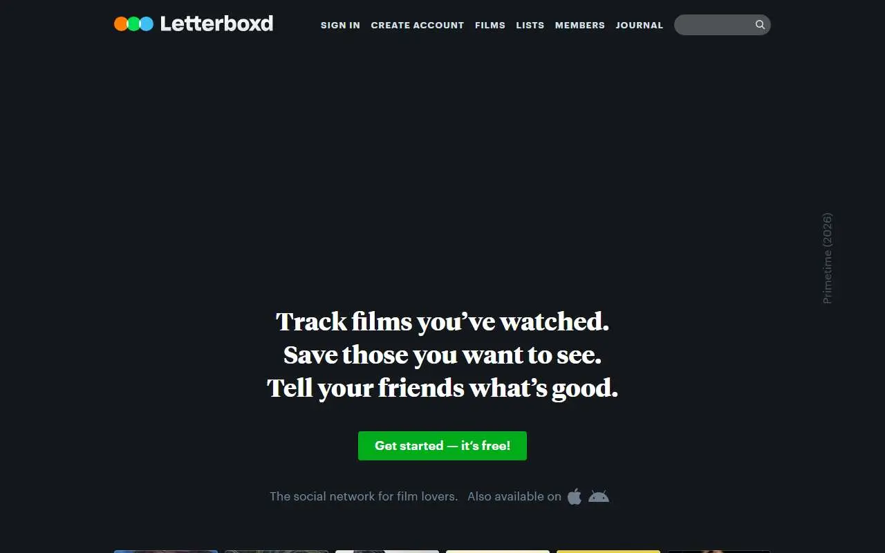 Tampilan website resmi Letterboxd (letterboxd.com)