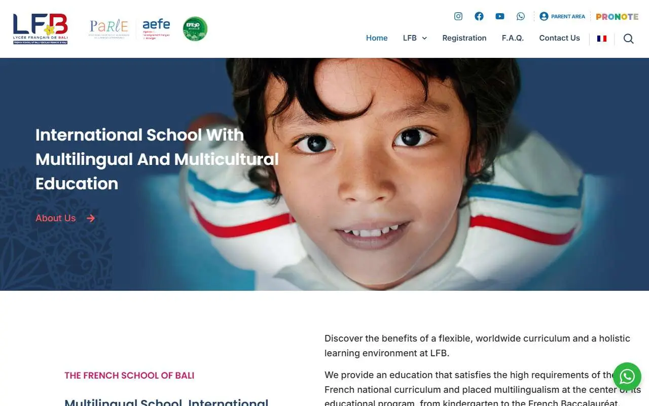Tampilan website resmi Lycée Français de Bali (lfbali.com)