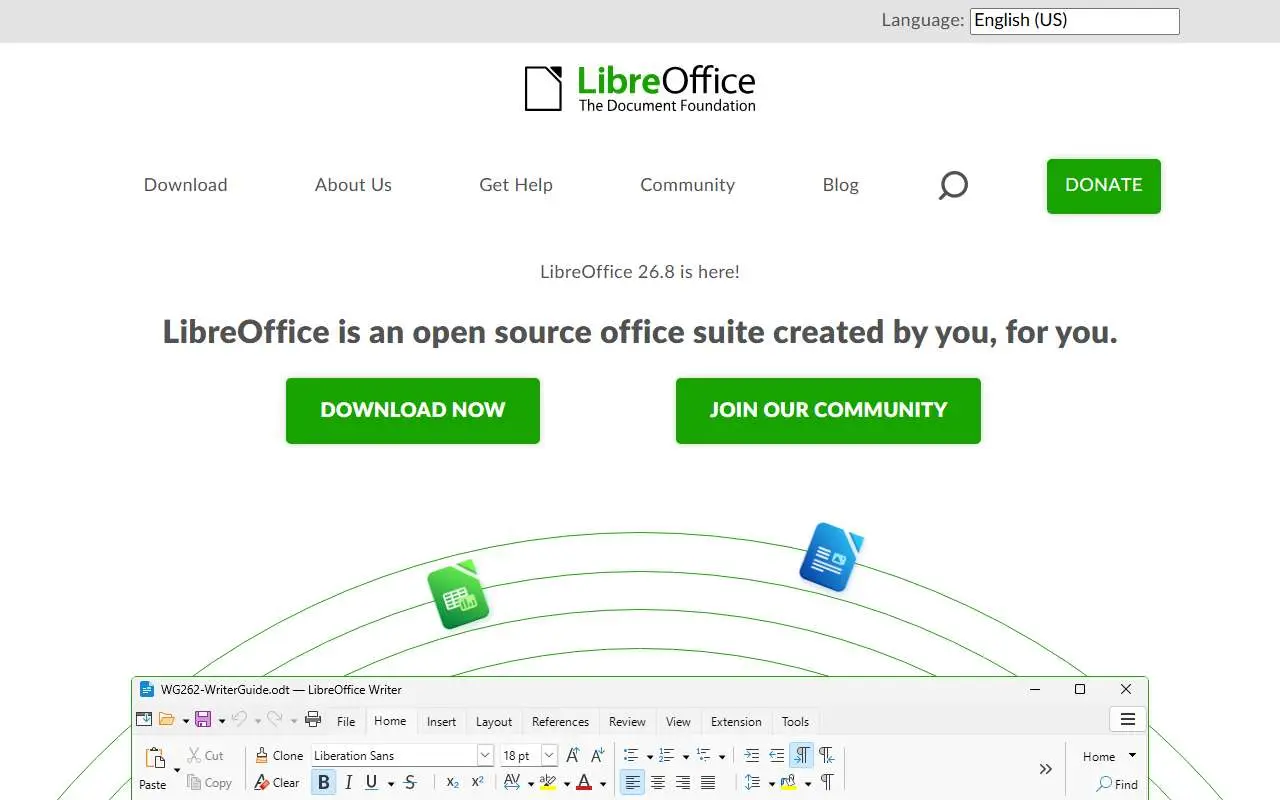 Tampilan website resmi LibreOffice (libreoffice.org)