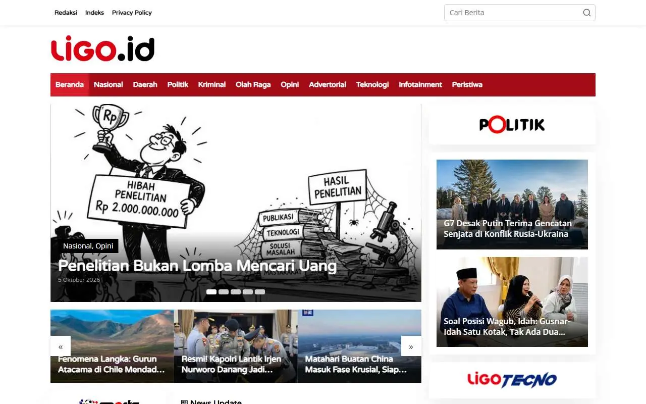 Tampilan website resmi LIGO (ligo.id)