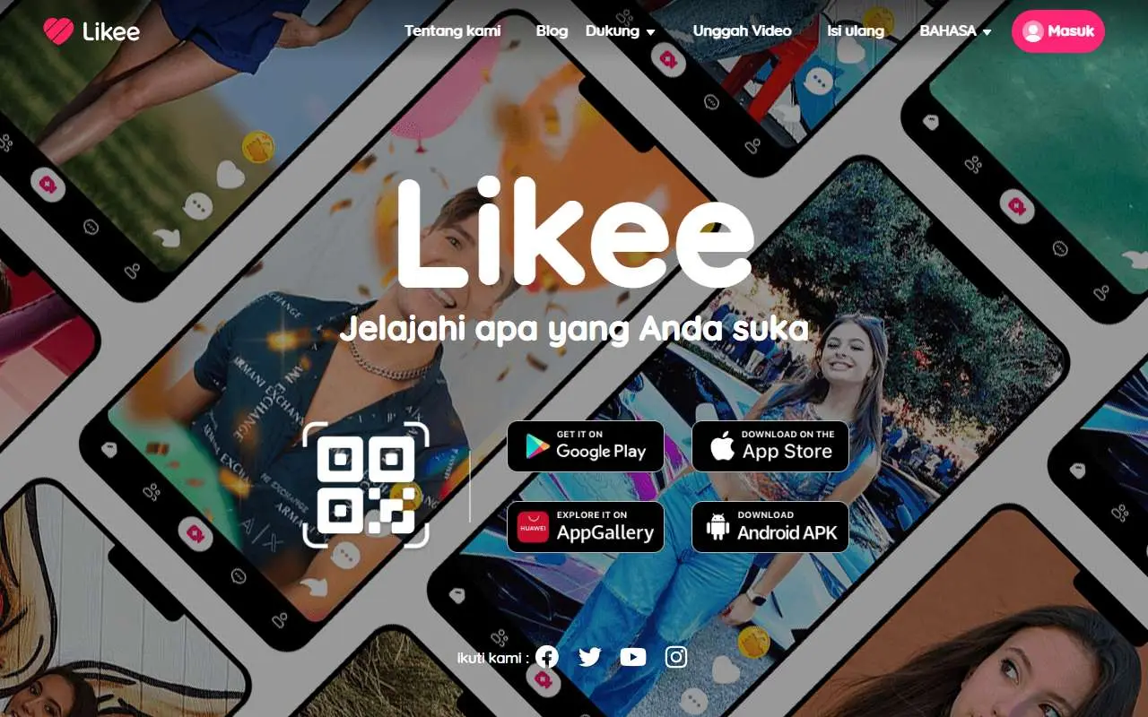 Tampilan website resmi Likee (likee.video)