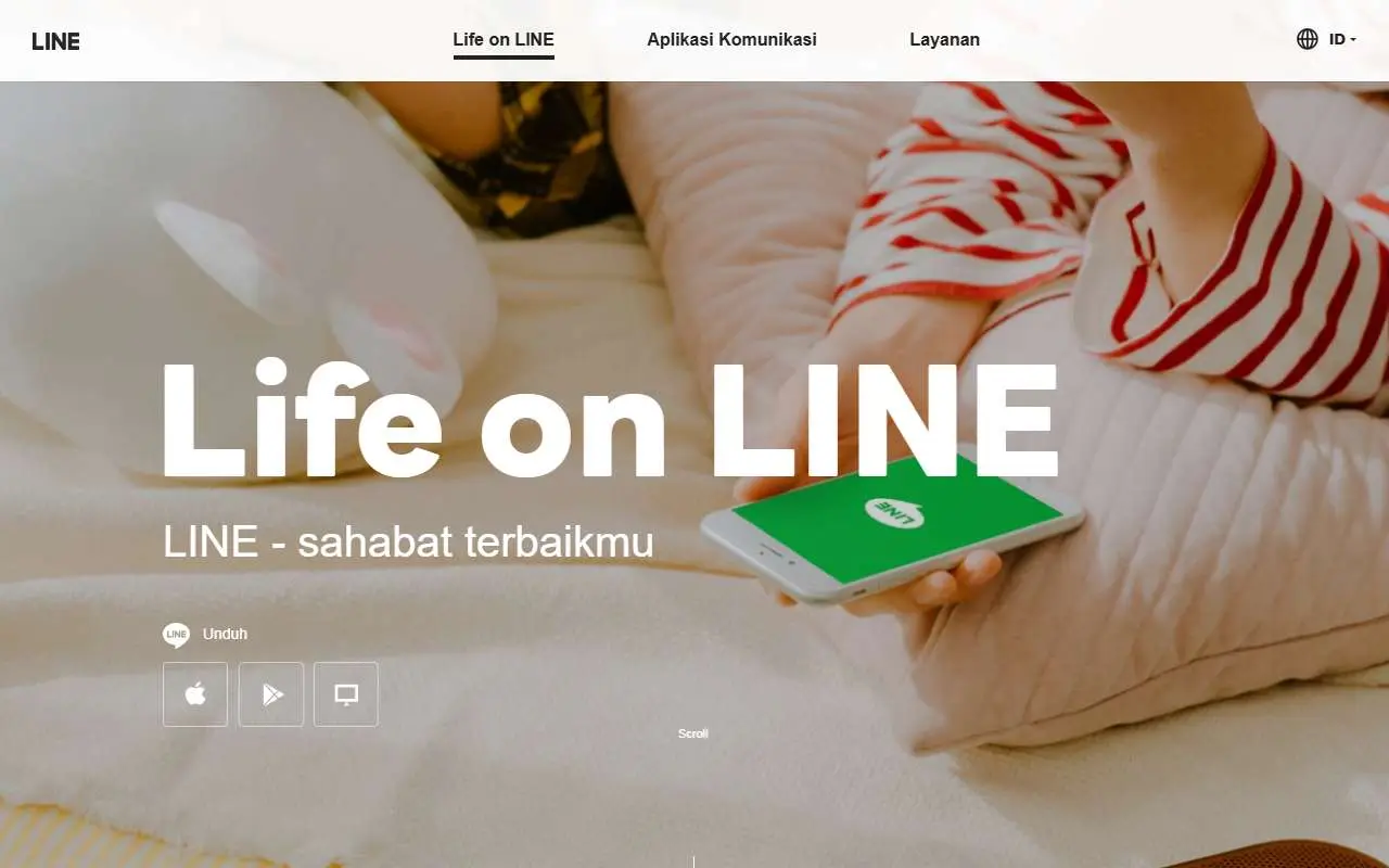 Tampilan website resmi LINE (line.me)