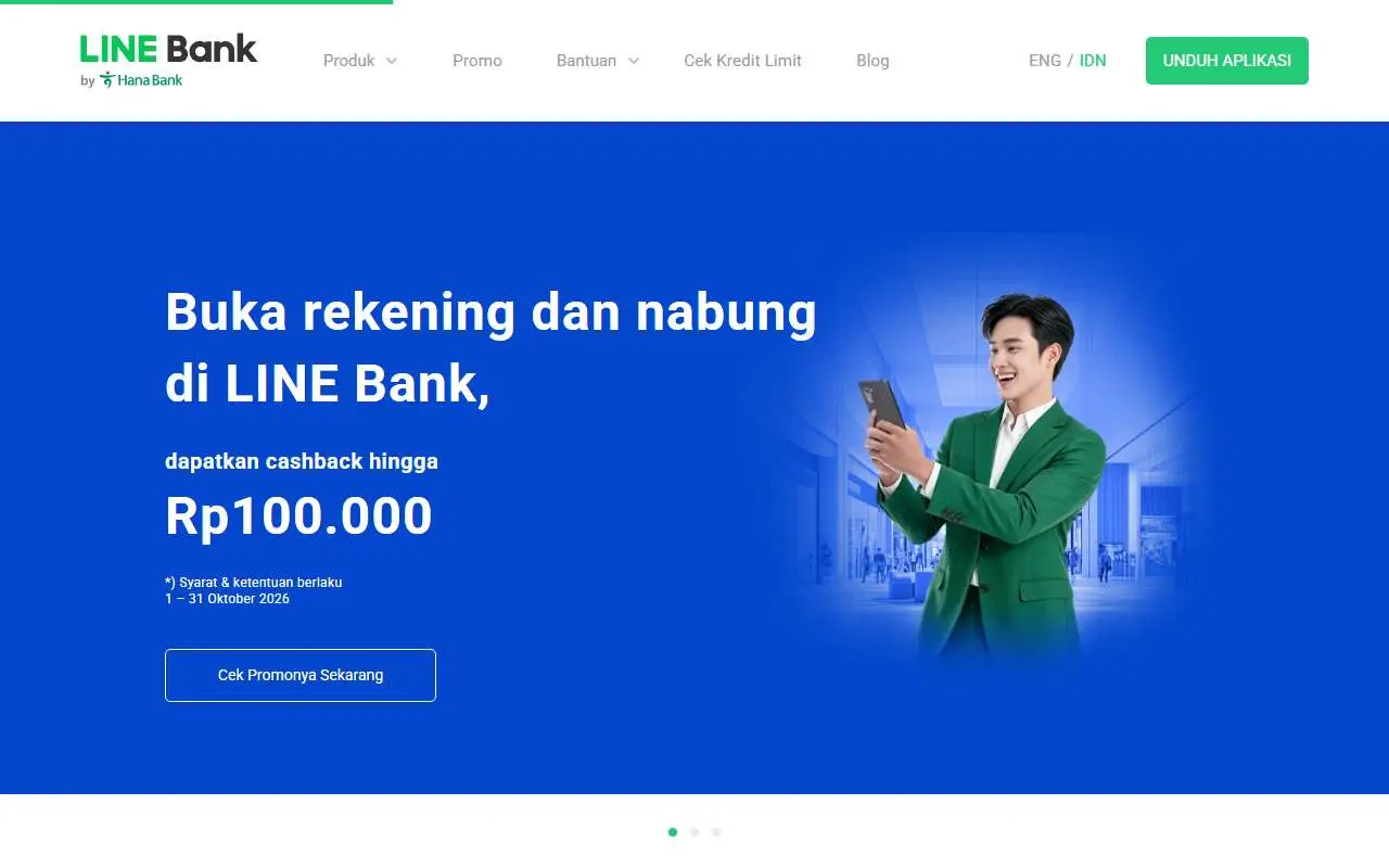 Tampilan website resmi LINE Bank (linebank.co.id)