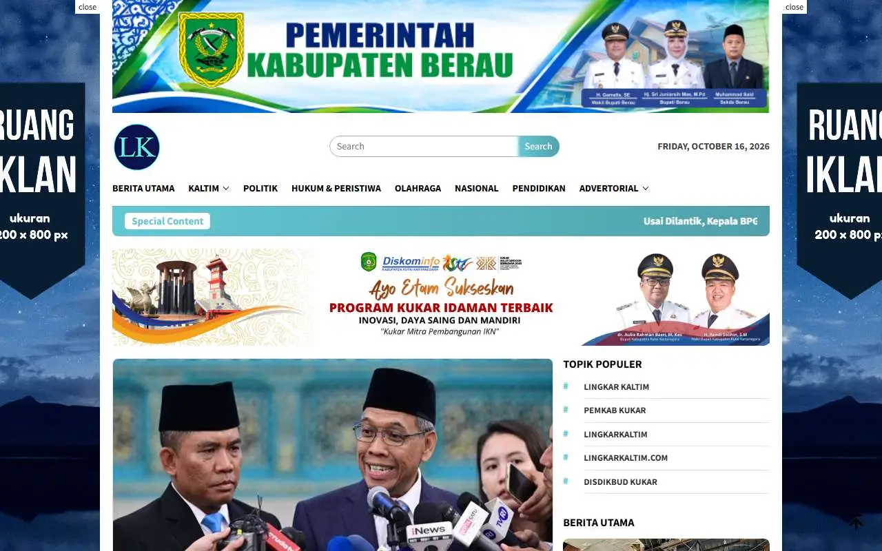 Tampilan website resmi Lingkar Kaltim (lingkarkaltim.com)
